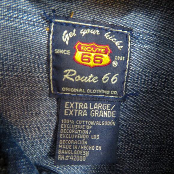 1990s Vintage Route 66 Vintage Denim Jean Jacket with Fur Collar XL Mobwife - Picture 6 of 6